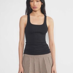 Seamless ribbed black racer back tank top